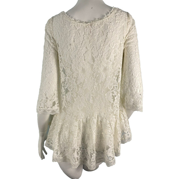 Free People Sheer Lace Tunic Shirt Top White Sz Small Whimsigoth Boho Gypsy - Picture 10 of 14